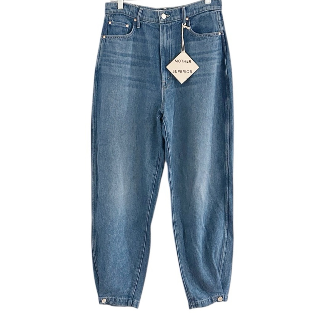 MOTHER High-Rise Cropped Balloon Jeans in Medium Blue - Picture 4 of 16